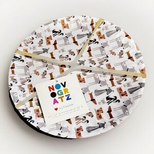 New Novogratz Set‎ of 8 Dashchund Melamine Indoor Outdoor Plates (11 Inch)